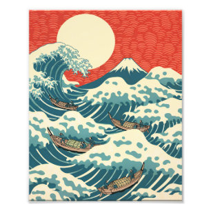 Foto Arte Japonesa Retro da Grande Onda de Hokusai