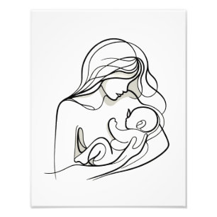Foto Arte Minimalista de Mãe e Bebê 