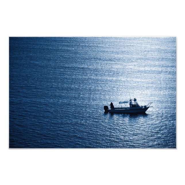 Foto Arte Minimalista do Oceano em Azul Pescador (Frente)