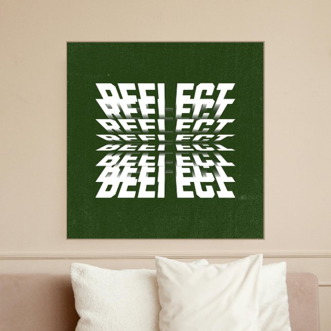 Foto Arte moderna de parede verde com texto rotativo -  (REFLECT poster inspired by a soccer field creates a incredible minimalist touch to your space)