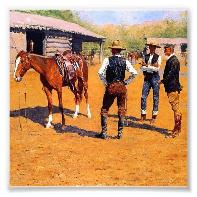 Foto Arte Ocidental de Frederic Remington “Comprando Pô (Frente)