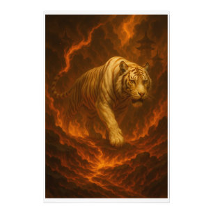 Foto Arte Premium para Parede Tigre Branco Vulcânico –