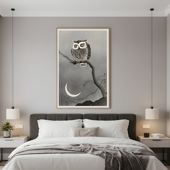 Foto Arte refinada da lua crescente e coruja japonesa d (Criador carregado)