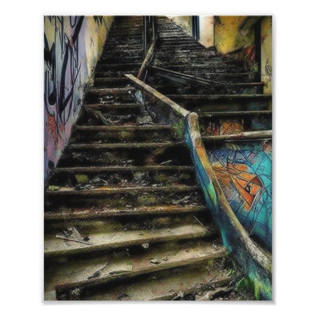 Foto Arte Urbana em Escadas Abandonadas (Frente)