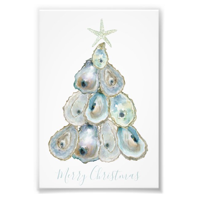 Foto Árvore de Natal de Ostra em Aquarela (Frente)