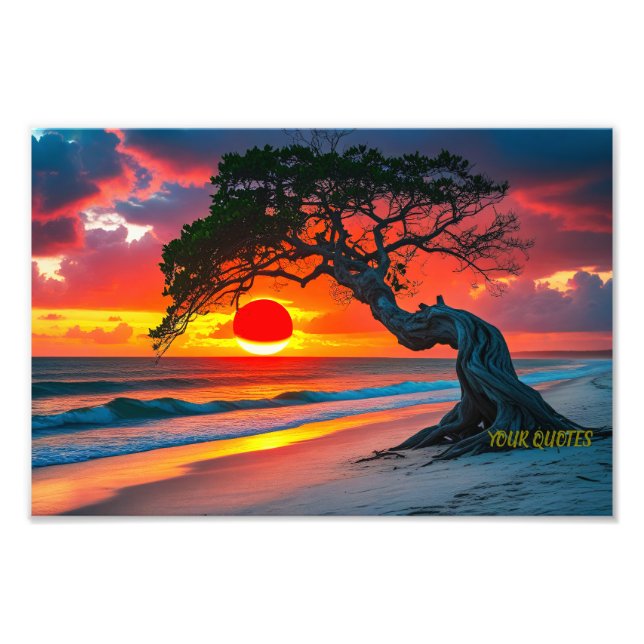 Foto Árvore Dramática do Pôr do Sol em Arte de Parede d (Frente)