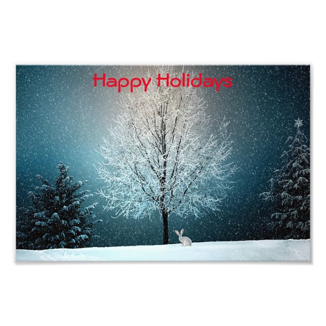 Foto Árvore gelada à noite (Frente)