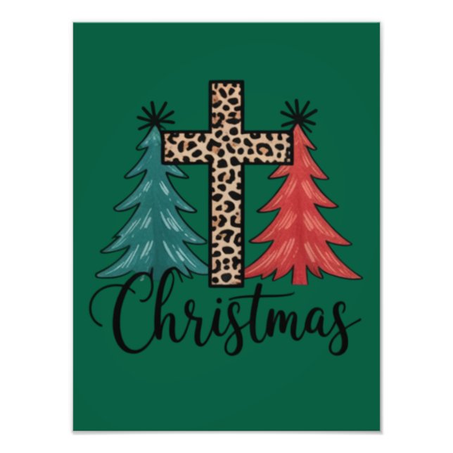 Foto Árvores de Natal Cristãs Cruz de Leopardo  (Frente)