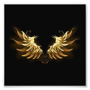 Foto Asas de Anjo Douradas em fundo Preto