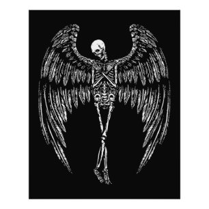 Foto Asas de Anjo Esquelético em Preto e Branco
