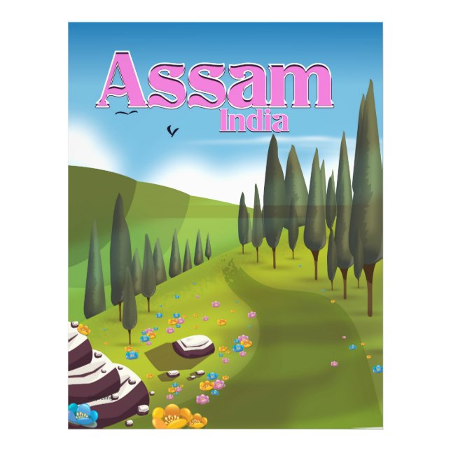 Foto Assam India poster de viagens. (Frente)