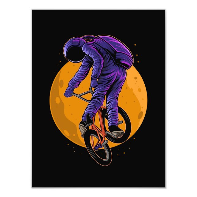 Foto Astronauta Andando Bmx Bike No Halloween Da Lua (Frente)
