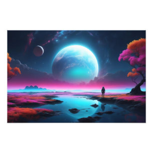 Foto Astronauta da Fantasia Surreal de Paisagem Cósmica