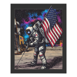 Foto Astronauta Patriótico Com Bandeira Americana