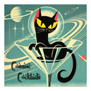 Foto Atomic Futuristic Space Age Black Cat Martini