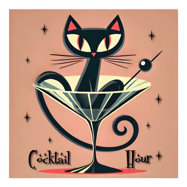 Foto Atomic Futuristic Space Age Black Cat Martini (Frente)