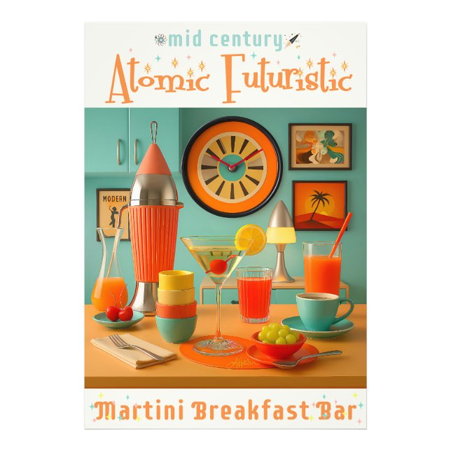 Foto Atomic Retro Futuristic Martini Breakfast Bar (Frente)