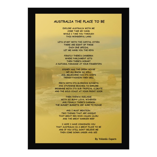Foto Austrália, o lugar para ser o alargamento fotográf (Frente)