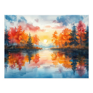Foto Autumn Blaze, Sunset Vibrante sobre uma Arte de Pa