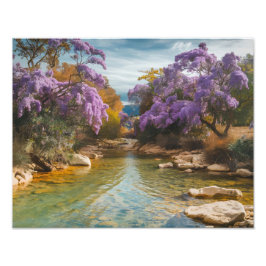 Foto Autumn Serenity com Blossomas Roxos Canvas Art