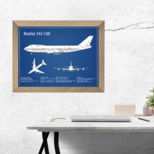 Foto Avião 747 - Plano de desenho do avião ABD