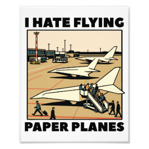 Foto Avião de Papel Embarcado com Linhas Aéreas Humor P