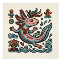 Axolotl Asteca Xolotl pedra erodida tribal boho ar