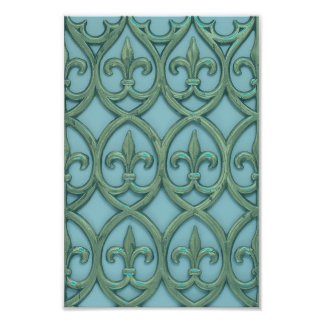 Foto Azul E Verde Fleur-de-lis (Frente)