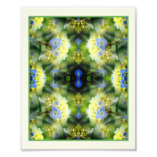 Foto Azul Hydrangea Flowers Espelho Abstrato 8x10 (Frente)