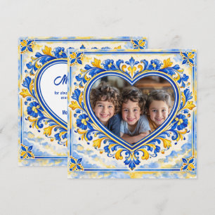 💙 Foto Azulejo Coração Ladrilho de Agradecimento