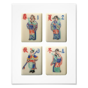 Foto azulejo de impressões da temporada Four Mah-Jong