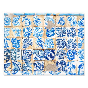 Foto azulejo velho de Portugal da decoração azul de