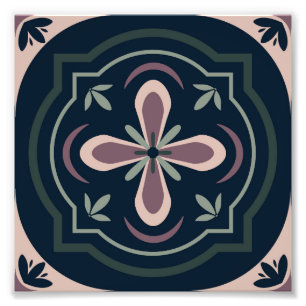 Foto azulejos geométricos florais terrosos