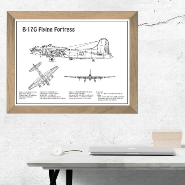 Foto B-17 Fortaleza Voadora - Planos Blueprint do avião (Criador carregado)