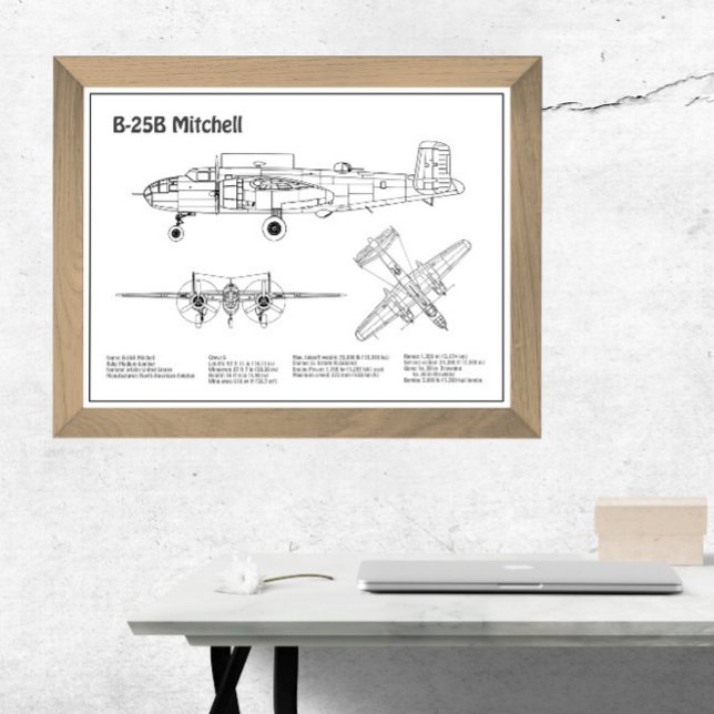 Foto B-25B Mitchell Doolittle - Airplane Blueprint BD (Criador carregado)