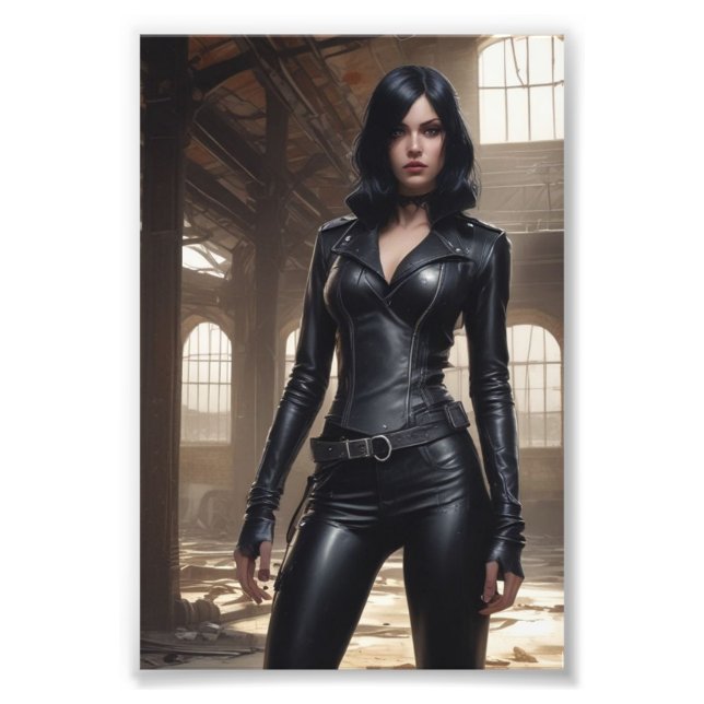 Foto Babe Gótico De Couro Que Possui Armazém Abandonado (Frente)