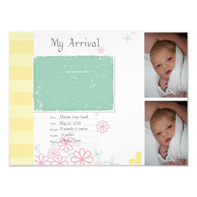 Foto Baby Girl Arrival Scrapbook Title Page Photo Impre (Frente)