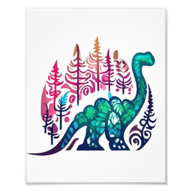 Foto Baby Stegosaurus Dinossauro Floresta Colorida (Frente)