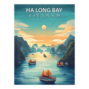 Foto Baía de Ha Long – Cartaz de Viagem Antigo do Vietn