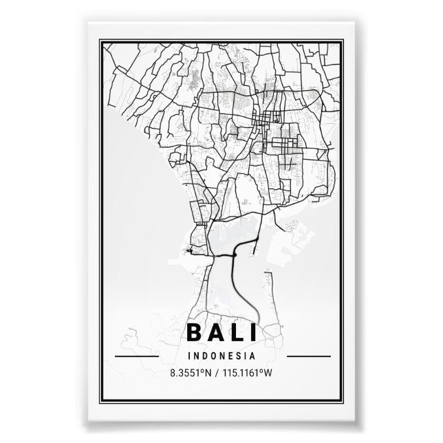Foto Bali - Indonésia Light City Map (Frente)