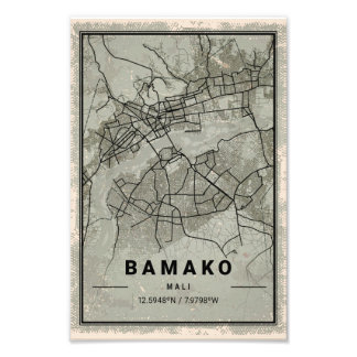 Foto Bamako map print poster canvas | Mali