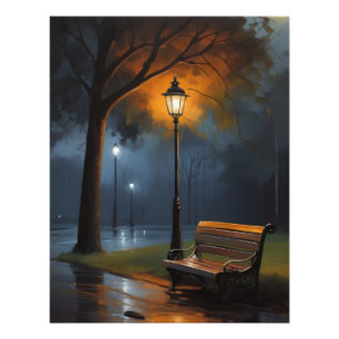Foto Banco de Parque em uma Noite Chuvosa – Óleo Emocio