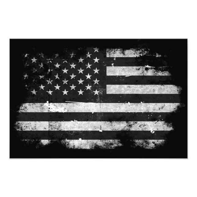 Foto Bandeira Americana do Grunge Negro e Branco (Frente)