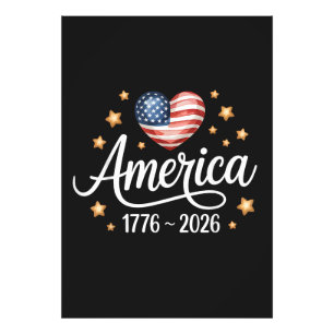 Foto Bandeira Bonita Coração 1776-2026 4 de Julho 250º