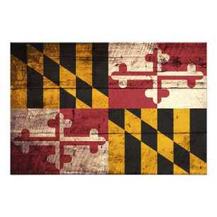 Foto Bandeira do estado de Maryland na grão de madeira