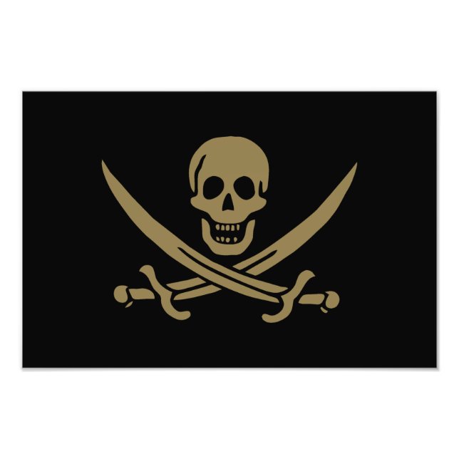 Foto Bandeira pirata Caveira de Ouro e Espadas de Calic (Frente)