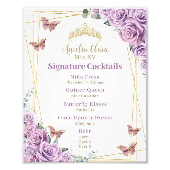 Foto Bar de Quinceanera Floral Purple Lilac (Frente)