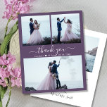 Foto Barata Colagem Mauve Casamento Obrigado Flyer<br><div class="desc">Roteiro Escrito Barato e Elegante Moderno (3) Casamento de Colagem de Fotos Obrigado personalizado barato baixo orçamento. modelo de obrigado de na moda com três fotos na frente e uma foto na parte de trás. ***POR FAVOR, NOTE! *** ROLE PARA BAIXO PARA OBTER MAIS INFORMAÇÕES! *** Com o texto "Obrigado"...</div>