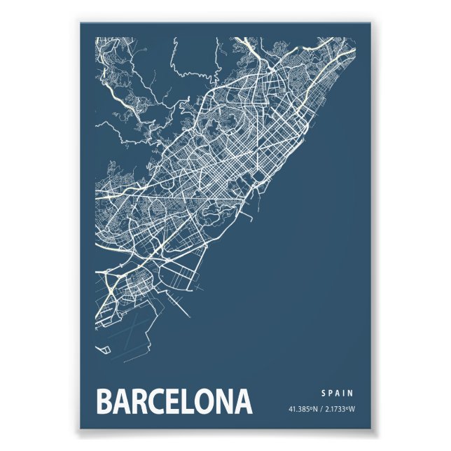 Foto Barcelona - Mapa da Cidade do Blueprint Espanha (Frente)