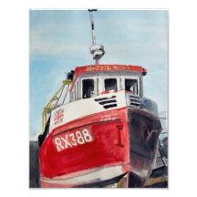 Barco de Pesca Vermelho Aurora Ártica